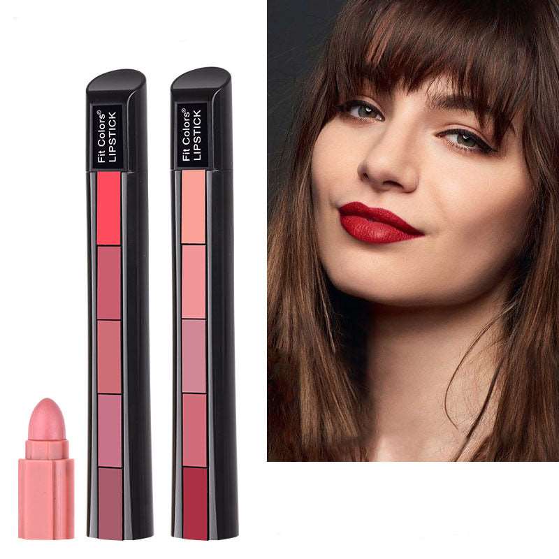 Matte 5-color Lipstick Set Velvet Lip Stick Non-stick Lip Gloss Long Lasting Waterproof Sexy Red Lipstick - Guiaz