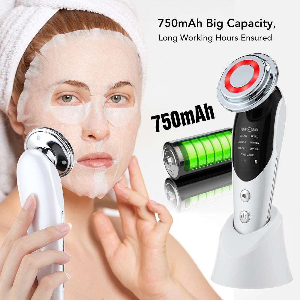 7-in-1 Facial Massager EMS Micro-current Color Light Vibration LED Beauty Purifying Introducer Skin Care Beauty Device - Guiaz