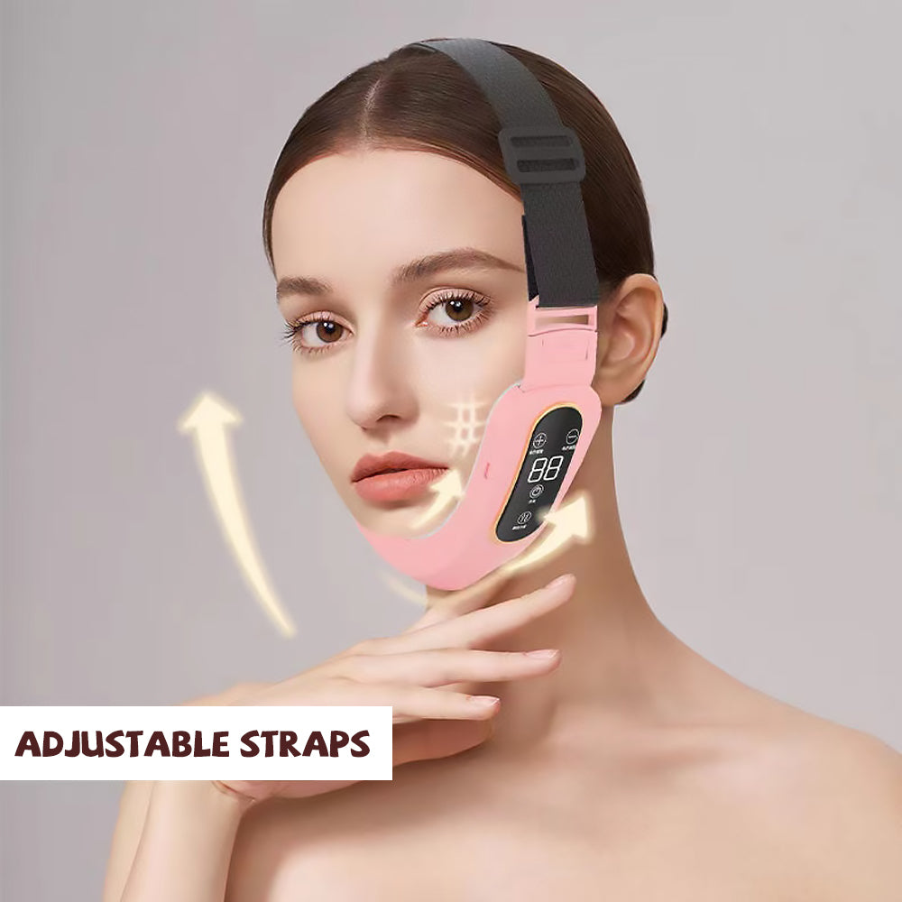 Microcurrent Face Massager EMS LED Photon Therapy V Shape Slimming Reduce Double Chin Remover Wrinkle Facial Lifting Device - Guiaz