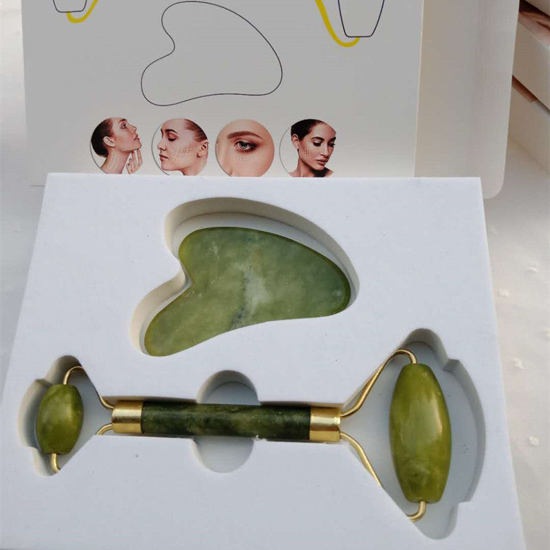 Natural Powder Crystal Jade Roller Beauty Face-lifting Double-head Massager - Guiaz